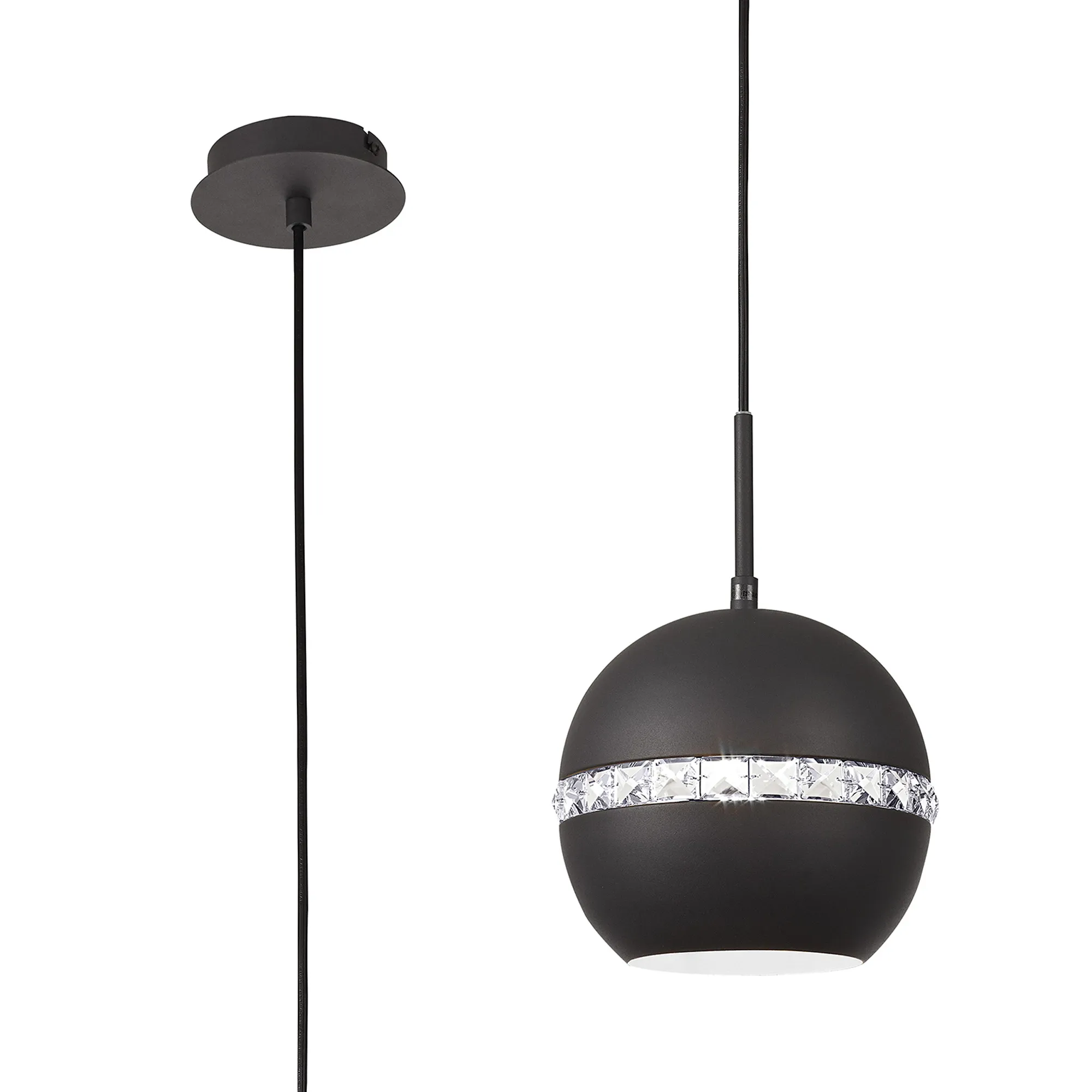 IL32843  Andrea Crystal Pendant 1 Light Graphite
